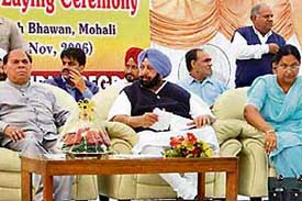 The Chief Minister, Capt Amarinder Singh, at a function on the occasion of laying of foundation stone of Sri Guru Ravi Dass Reasearch Bhavan in Mohali on Friday