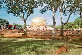 The giant-domed Matrimandir at Auroville
