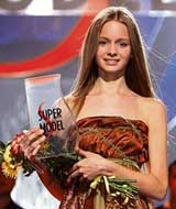 Fifteen-year-old model Viktoria Makhota, who won Belarus's event of "Supermodel of the World 2007" contest, at the awarding ceremony in Minsk, late on Monday
