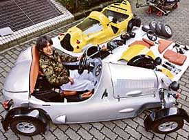 Japan's automaker Mitsuoka Motor unveils micro kit car "K-4", equipped with a 50cc engine on its classical tested sports car body, in Tokyo on Tuesday