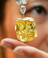A 100-carat yellow diamond is displayed at British jeweller Graff's collection in Tokyo 