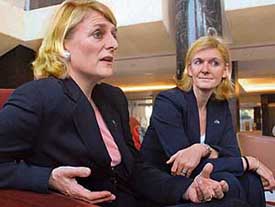Annette Malm Justad (left) and Nina Eitzen for a conference in Chandigarh on Wednesday.