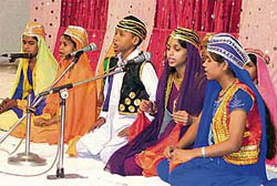 Students of one of the institutes of the Nishkam Sewa Ashram present a qawwali at annual function held in Ludhiana on Tuesday.