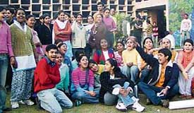 Students of Government College of Art, Sector 10 Chandigarh stage a protest on Thursday