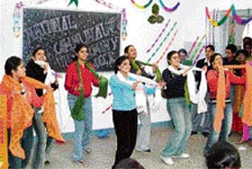 Medical and nursing students of the DMCH present an item during the National Communal Harmony Week celebrations at the college in Ludhiana
