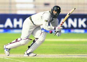 Pakistans Mohammad Yousuf in action against the West Indies on the fifth and final day of the second Test in Multan