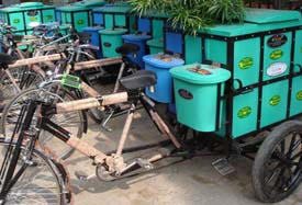 Hi-tech Garbage collection: Cycle rickshaws fitted with garbage bins at Tarn Taran Municipal Council