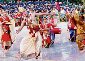 Schoolchildren present a colourful programme at the inaugural function of the VIIth CBSE National Roller Skating Championship 2006 in Chandigarh