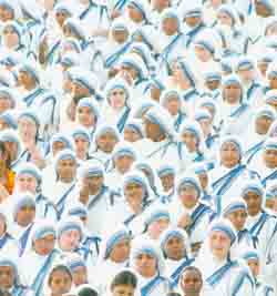 Nuns gather to take part in a rally to celebrate the Feast of Christ the King in Kolkata on Sunday