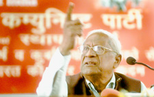 CPI General Secretary A.B. Bardhan speaks during a press conference in New Delhi