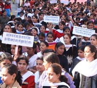 Students of various schools and colleges participate in "jan chetna rally" against social evils