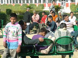 Physically and mentally challenged persons at Pingla Ghar in Jalandhar. 