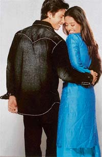 Amrita Rao with Shahid Kapur in a still from Vivah