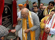 Governor S.K. Sinha lays the foundation stone of the Mata Vaishno Devi Medical Institute at Katra on Tuesday.