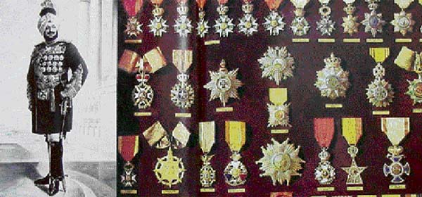 Maharaja Bhupinder Singh of Patiala by Vandyk, 1931. The Maharaja was fond of decorations, as is evident from the profusion of medals on his chest. In addition to those awarded him, he purchased badges and medals from Spink and Son