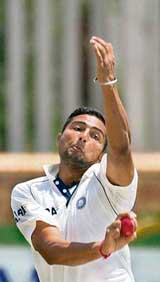 VRV Singh bowls during the third day of the warm-up match against Rest of South Africa in Potchefstroom on Saturday