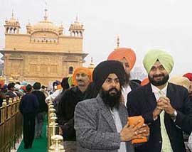 Mr Navjot Sidhu returns from the Golden Temple after paying obeisance in the shrine in Amritsar on Sunday.