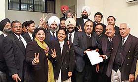 Mr Naval Kishore Chhibber files nomination papers for the post of president of the DBA along with his supporters