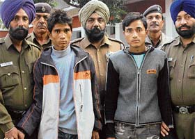 Two Nepalese who have been arrested for carrying charas at the Sector 17 police station