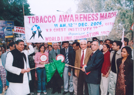 Delhi Health Minister Yoganand Shastri flagging off the rally
