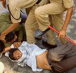 Activists of the Student's Federation of India were arrested after the police lathi-charged thousands of students in Hyderabad on Wednesday