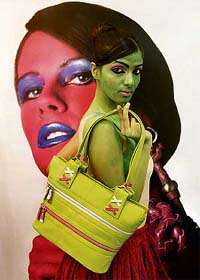 A model displays a leather bag at the inauguration of a new Italian leather accessories store in Kolkata