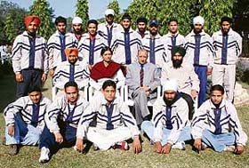 The PU hockey team, along with officials, before leaving for the North Zone Inter-University Hockey Tournament to be held at Punjab Agricultural University (PAU), Ludhiana