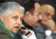 Delhi Chief Minister Sheila Dikshit along with her Cabinet colleagues at a function to release Annual Report on the completion of 8 years of her tenure.
