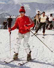 Participants take part in the Annual Winter games at Gulmarg, some 51 km from Srinagar located at a height of 2,745 metres (9,000 feet) above sea level, is considered one of the best skiing resorts in India. Winter Games are being organised by the Tourism Department and Winter Games Association of India. 