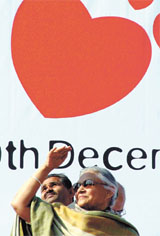 Delhi Chief Minister Sheila Dikshit at the launch of I Love Delhi campaign at India Gate on Sunday.