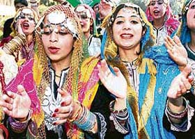 Girls from Kashmir University, Srinagar, present a Kashmiri folk song during the North Zone Inter-University Youth Festival, in Amritsar