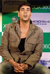 Bollywood actor and brand Ambassdor of Microsoft Xbox 360 Akshay Kumar in New Delhi on Monday. ICICI Bank has launched a co-branded credit card with Microsoft Xbox 360 under which all cardholders can buy the gaming console in six interest-free instalments.