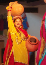 A participant performs giddha in the North Zone Inter-Varsity Youth Festival in Amritsar.