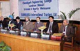 Officials from Sonalika International Tractors Limited at Chandigarh Engineering College, Landran, for conducting campus interviews on Monday