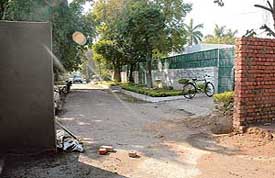 Construction work at the rear side of the Haryana Chief Ministers house in Sector 3, Chandigarh, is being carried out to take over a portion of the road