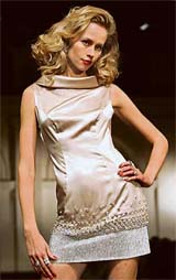 A model displays an outfit from Polish designer Maciej Ziens collection in Warsaw late on Tuesday.