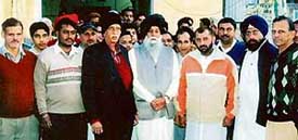 Captain Kawaljit Singh with party workers in Ludhiana on Wednesday