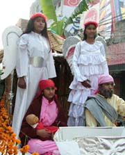 A scene of a procession held as part of Christmas celebrations in Jalandhar on Thrusday.