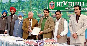Municipal Commissioner Vikas Pratap with members of the United Cycle and Parts Manufacturers Association in Ludhiana on Thursday.