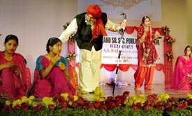 Students of Green Land School present a play on Female Foeticide at their annual function in Ludhiana on Friday