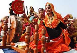 A traditional doli being taken out as part of a heritage march organised to mark the start of three-day Virasat Mela in Bathinda on Friday.