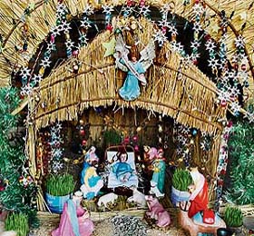 A tastefully decorated hut made by the inmates of a home run by the Missionaries of Charity in Ludhiana