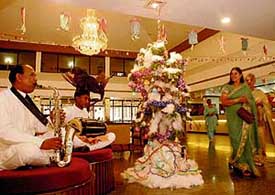 A scene at a city hotel on Christmas