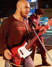 Members of Zero Kelvin perform in a rock show at the Plaza, Sector 17, Chandigarh, on Wednesday. 