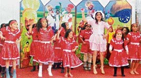 Students of SVM Senior Secondary School present a colourful dance at the Founders' Day function