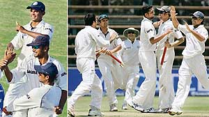 It was a better year for Team India in Tests compared to ODIs. A 35-year-long drought ended when the Indians won a Test series in the West Indies (left); After a whitewash in the one-dayers, India came back strongly to clinch their maiden Test victory in South Africa.