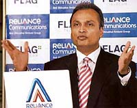 Reliance Communications Chairman Anil Ambani announces plans to expand Flag Telecom's global network in Mumbai on Thursday