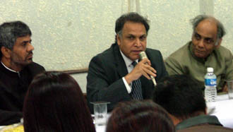 UGC Chairman Prof Sukhadeo Thorat at a press conference in the Capital on Thursday.  Tribune photo by Rajeev Tyagi