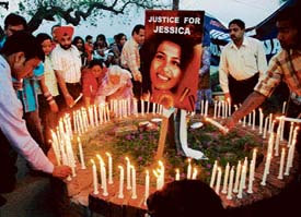 After the lower court had acquitted Manu Sharma in the Jessica Lal case, the public staged silent protests 