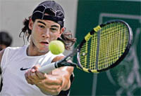 Rafael Nadal plays a shot during a practice session in Chennai on Sunday. 